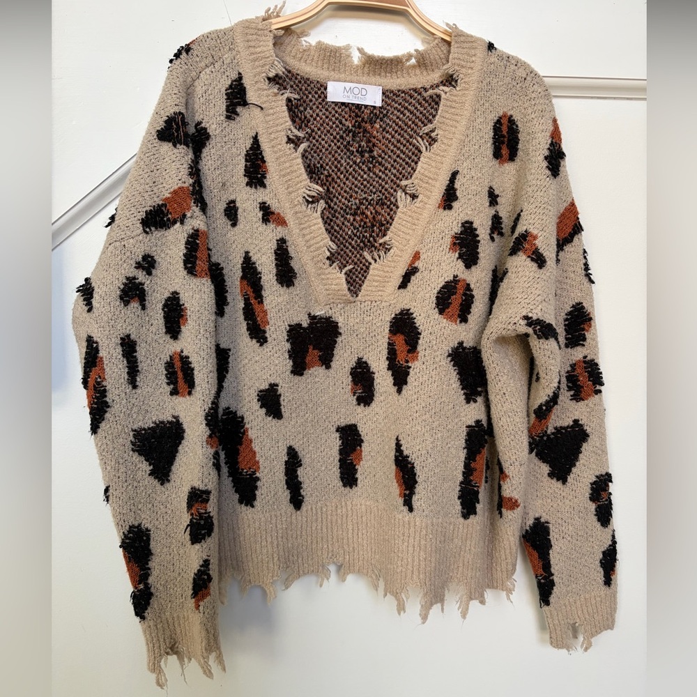 Distressed Leopard Sweater